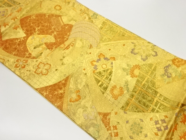 束ね熨斗に花々・華紋模様織出し袋帯